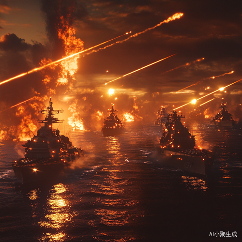 海上导弹驱逐舰集结快速行驶震撼画面