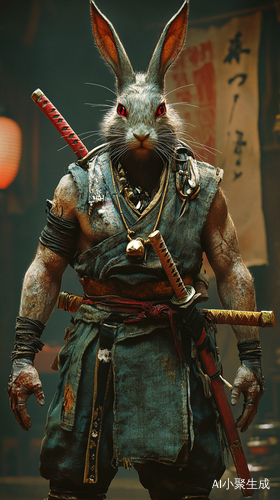 兔头人武士魔幻生物全身特写高清作品