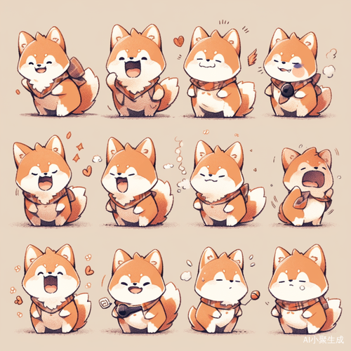 可爱搞怪柴犬动漫插画情绪表情图集
