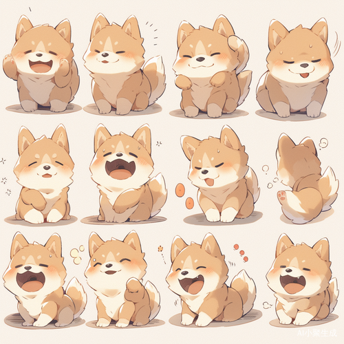 可爱搞怪柴犬动漫插画情绪表情图集