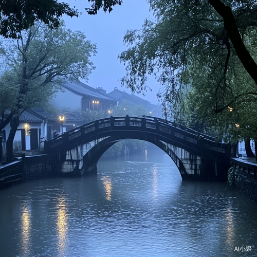 江南烟雨中的小桥流水唯美风景