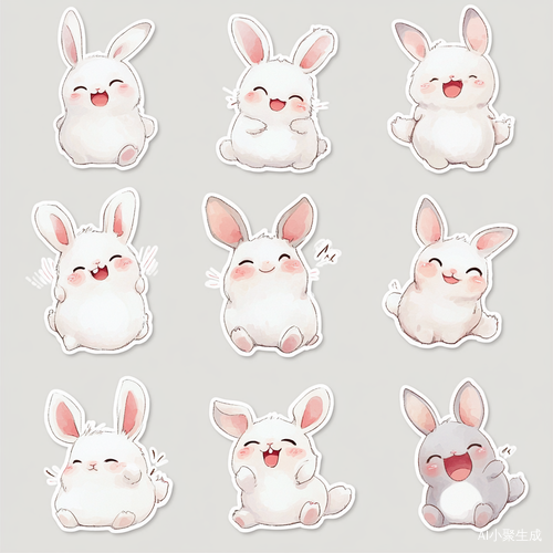 Korean Rabbit Daily Schedule Stickers in Cute Plush Art Style