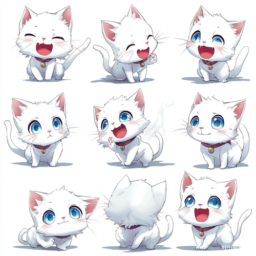 可爱搞怪动漫小猫咪头像合集九宫格插画