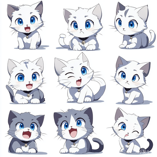 可爱搞怪动漫小猫咪头像合集九宫格插画