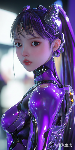 超梦幻国风紫色机甲女神高科技视觉表现