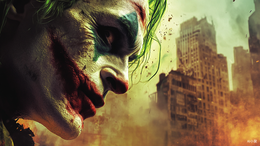 Joker Movie Poster Close Up Haunted Expression Vibrant Green Hair Chaos