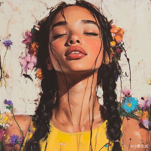 青春少女工笔画彩铅描绘黄上衣黑裙子