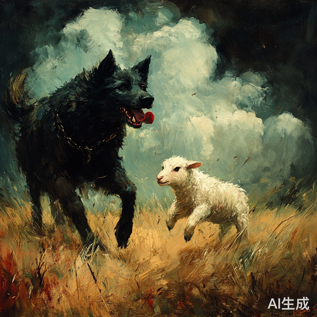 牧羊犬勇敢保护小羊驱赶大灰狼