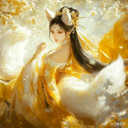 古代九尾狐女孩华丽形象设计