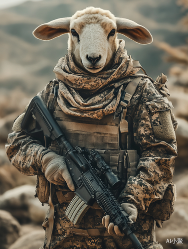 British SAS Soldier Sheep in Desert Camouflage with Assault Rifle