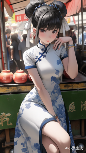 辣妹黑丝长靴双丸子头旗袍泳装特写