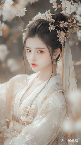 古代九尾狐少女华丽形象与迷人背景