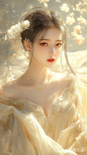 古代仙女丽影华服娇姿梦幻背景