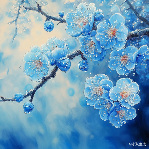 美丽蓝色梅花的超高清3D立体画