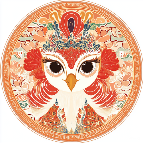 可愛孔雀插圖剪纸艺术展现传统吉祥与温暖色彩