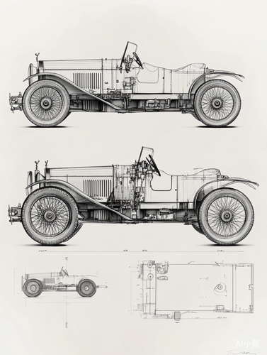 Rolls Royce Silver Ghost Detailed CAD Blueprint Design Sketch