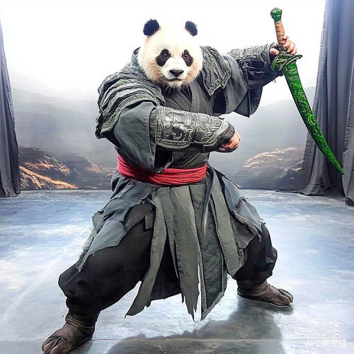 熊猫在练武场挥舞青龙偃月刀