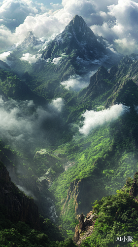 群山环绕的自然全景写实风景