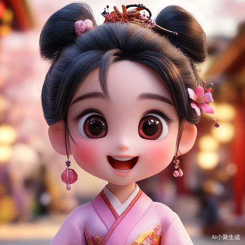 白素贞可爱卡通3D人物汉服形象