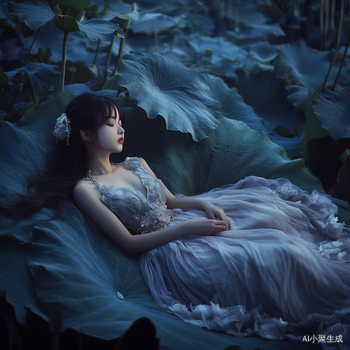 神秘迷人的荷叶仙子静谧之美