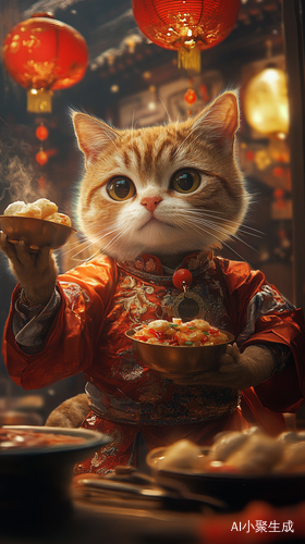 拟人猫穿美团服送外卖的趣味故事