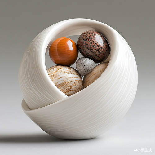 白色莫比乌斯环陶瓷作品悬挂星球质感石块