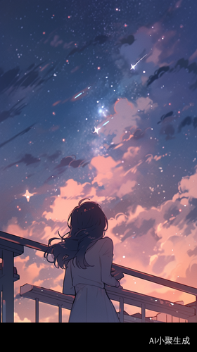 夜晚床上仰望窗外星空的宁静时刻