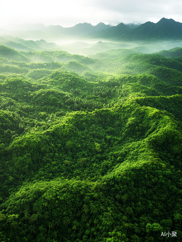 广袤森林与巍峨山峦的自然壮丽景象