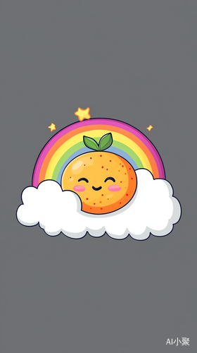 Cute Sunkist Orange Cloud Rainbow Logo Design with 3D Effects