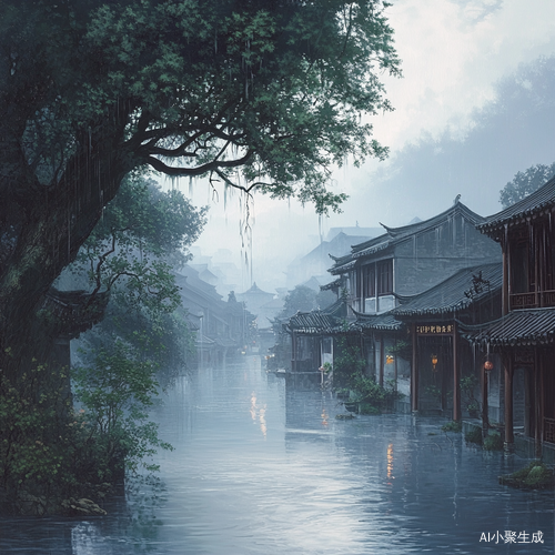 江南烟雨迷人景致