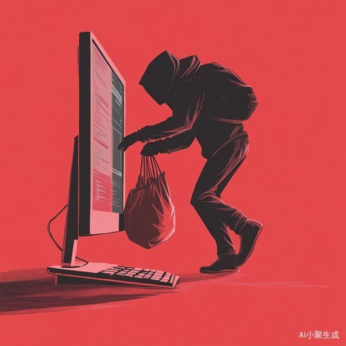 小偷从电脑中冒出携带个人隐私信息的麻袋