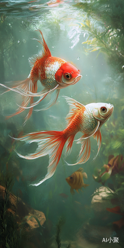 Ethereal Beti Fish Swimming in Rococo Inspired Digital Art