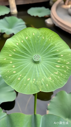 嫩绿荷叶刚探水面鲜嫩欲滴