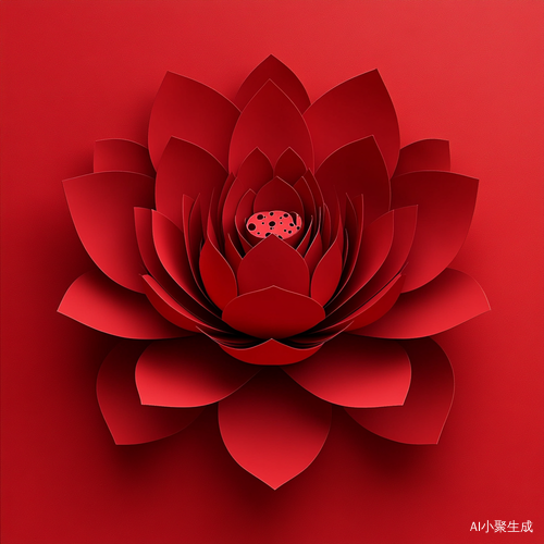 极简红色荷花与清廉剪纸矢量剪影