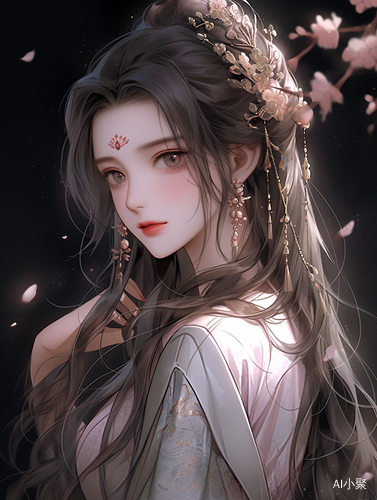 Ancient Elegance of a Beautiful Girl in Hanfu with Plum Blossoms