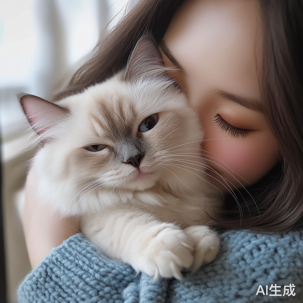 怀抱可爱的小布偶猫