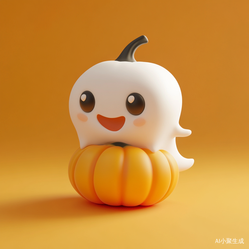 可爱的万圣节主题鬼与南瓜卡通风格设计