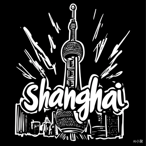 Shanghai Sticker with Oriental Pearl Tower Traditional Animation Graffiti