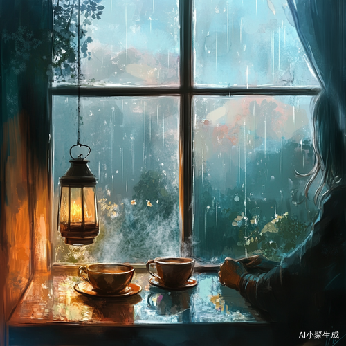 窗外雨声与茶香交融的静谧时光