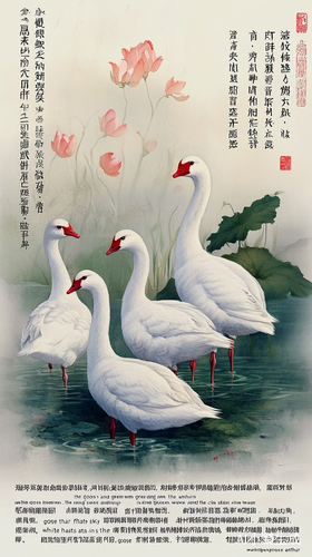 唐代婉约诗作咏鹅描绘鹅群欢快景象