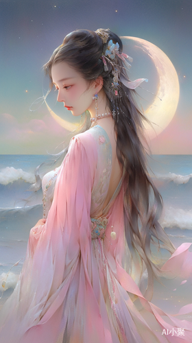 中式油画风格的梦幻少女肖像