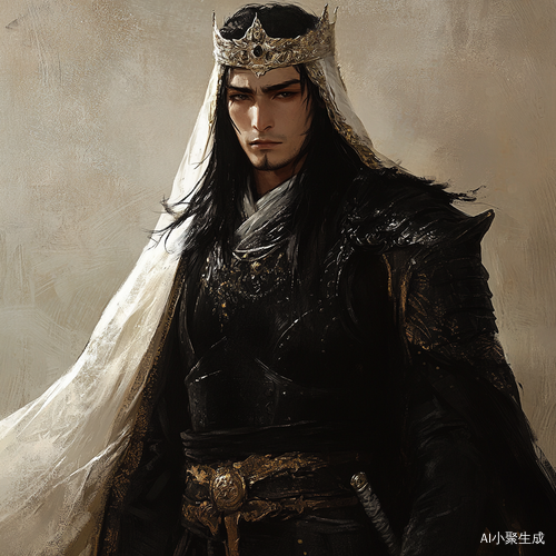 阳光下的黑甲白袍俊朗男人