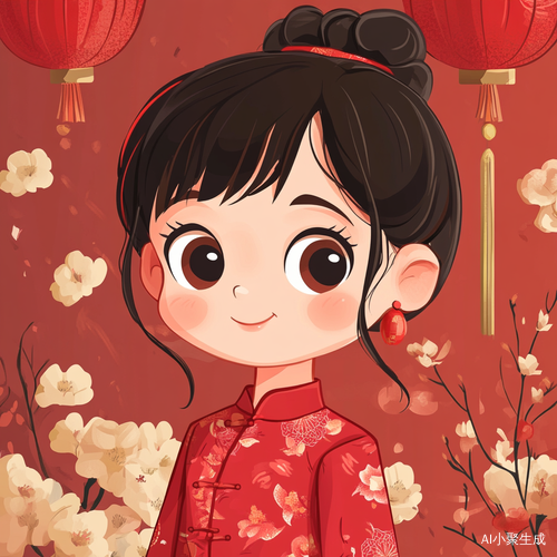 国庆卡通中国女孩形象