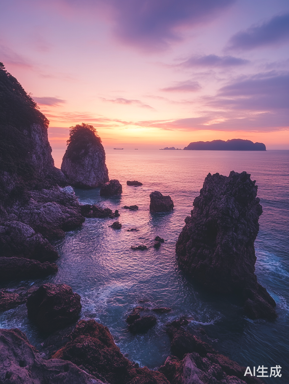 海岸边的日落美景