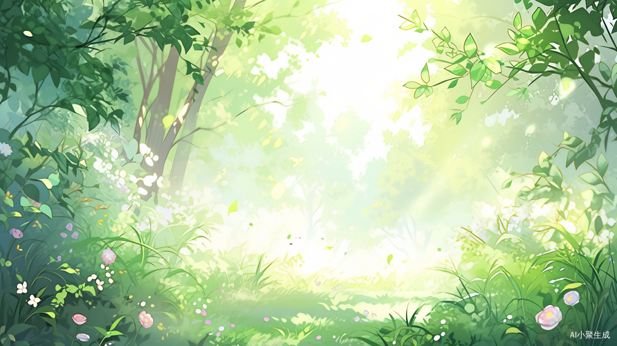 MG春天绿色植物插画背景