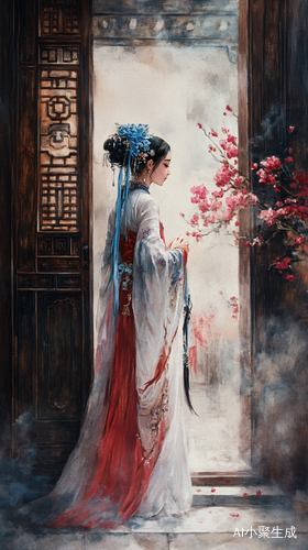 中国戏曲女孩梦幻氛围中的优雅形象