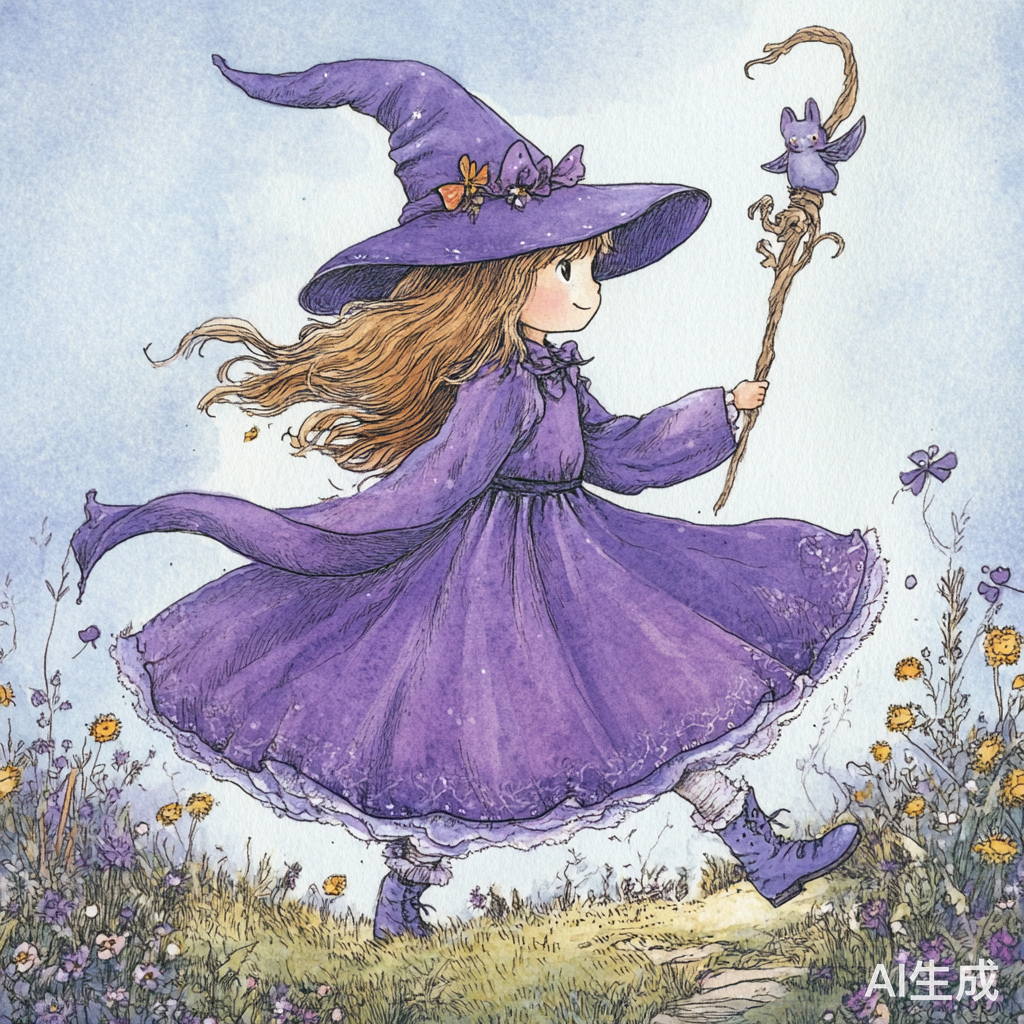 可爱的紫色法师套装魔法少女