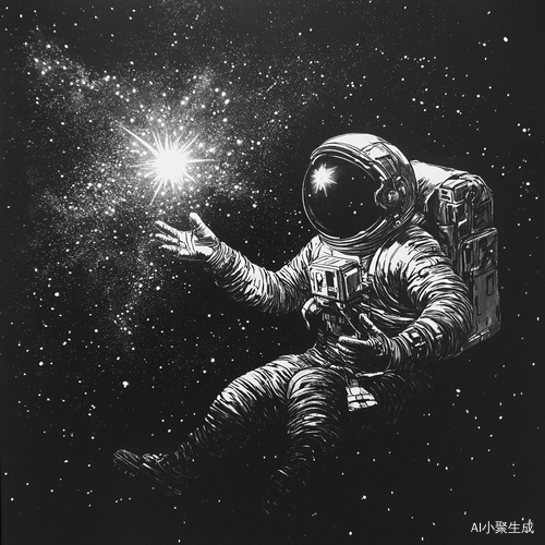 宇航员怀抱发光星星探索宇宙的勇气与灵感