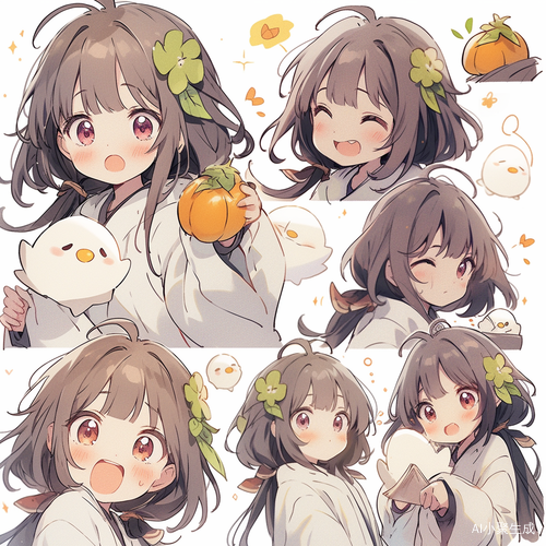 可爱的古风Q版少女手拿糖葫芦