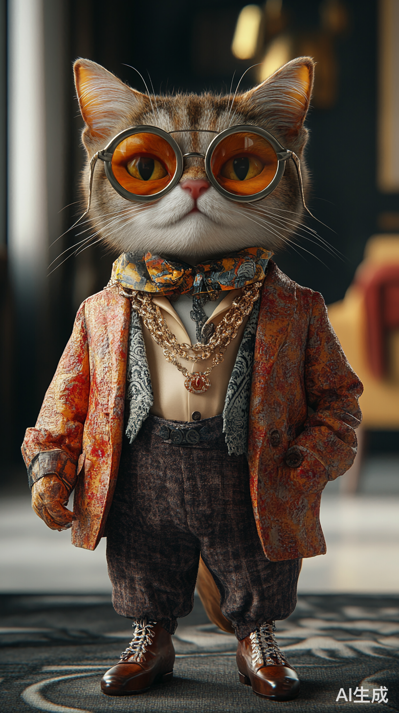 拟人猫豪华时装秀时尚珠宝全景展示